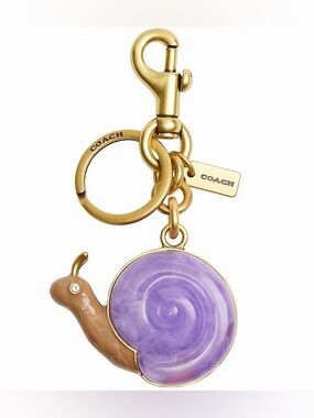 Coach Gold Hardware Purple & Brown Snail Keychain Charm